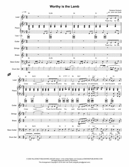 Free Sheet Music Jvg 3022 Wb Worthy Is The Lamb For Worship Band All Parts For Lead Piano Guitar 2 Part Brass Strings Bass Drums