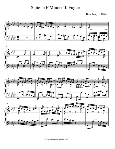 Keyboard Suite In F Minor Ii Fugue Sheet Music