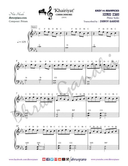 Khairiyat Piano Arrangement Easy To Advanced Sheet Music