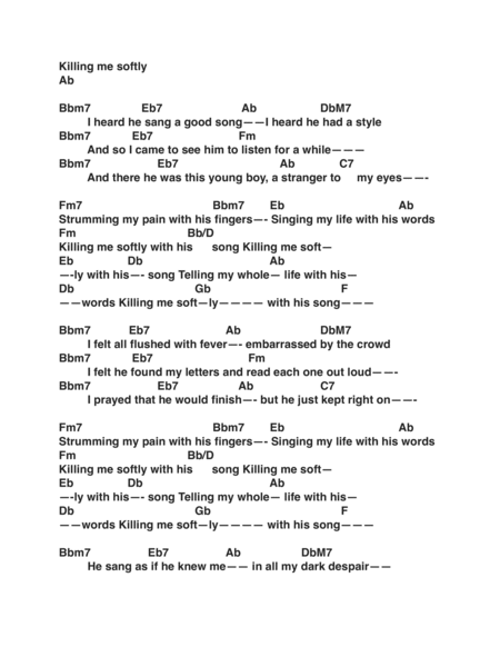 Killing Me Softly Sheet Music