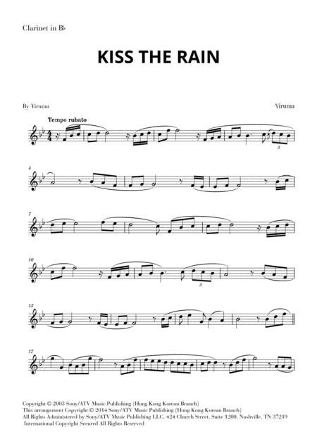 Kiss The Rain For Clarinet Sheet Music