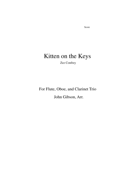 Kitten On The Keys For Flute Oboe And Clarinet Trio Sheet Music