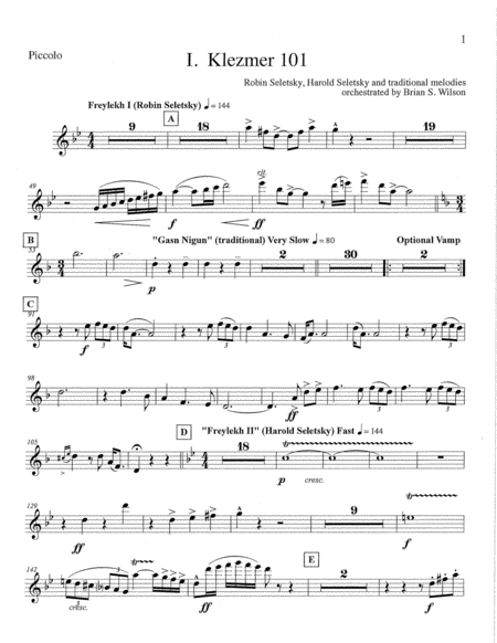 Klezmer 101 From Klezmer Concerto For Clarinet And Wind Orchestra Complete Set Of Parts Sheet Music