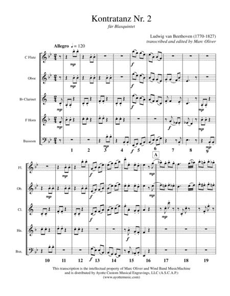 Kontratanz No 2 For Woodwind Quintet Sheet Music