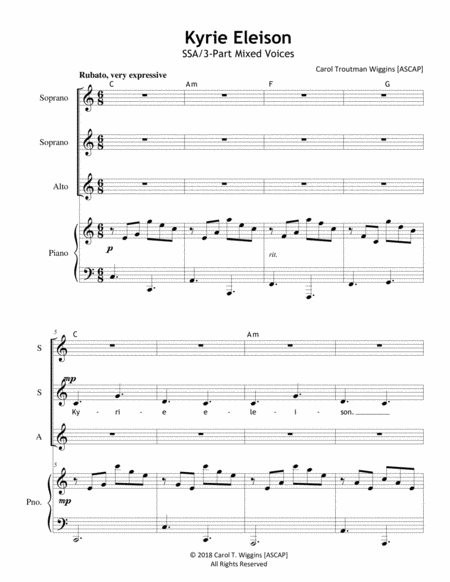 Kyrie Eleison Ssa Sheet Music