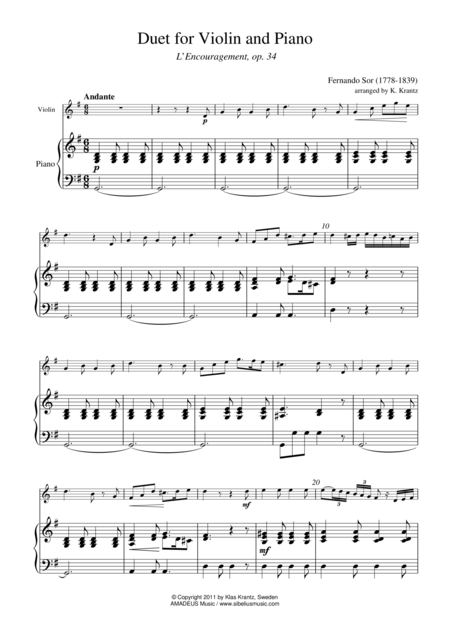 Free Sheet Music L Encourament Op 34 For Violin And Piano