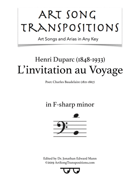 L Invitation Au Voyage Transposed To F Sharp Minor Bass Clef Sheet Music