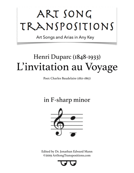 Free Sheet Music L Invitation Au Voyage Transposed To F Sharp Minor