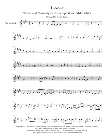 Free Sheet Music L O V E Clarinet Trumpet Solo Included