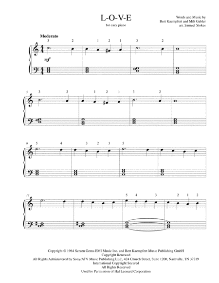 Free Sheet Music L O V E For Easy Piano