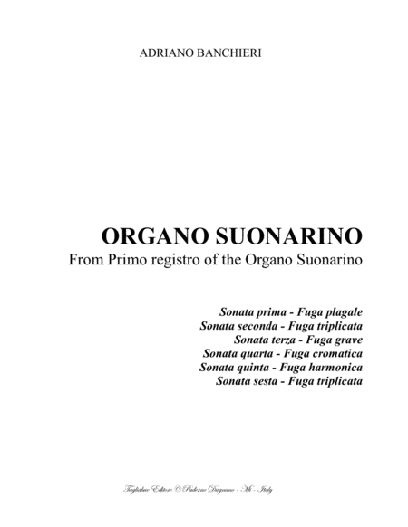 L Organo Suonarino Banchieri 6 Sonate For Organ Sheet Music