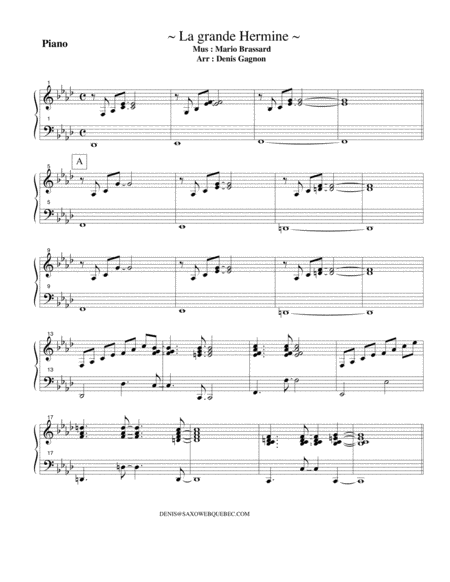 La Grande Hermine Partition De Piano D Accompagnement Sheet Music