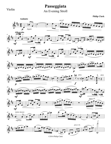 Free Sheet Music La Passeggiata An Evening Stroll For Violin And Piano