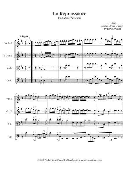 La Rejouissance For String Quartet Sheet Music