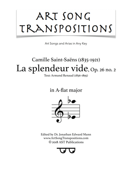 La Splendeur Vide Op 26 No 2 A Flat Major Sheet Music