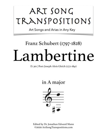 Free Sheet Music Lambertine D 301 Transposed To A Major