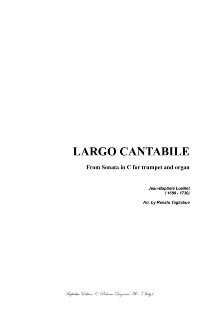 Largo Cantabile Loillet Arr For Brass Trio Tp Tbn Tuba Sheet Music