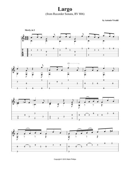 Free Sheet Music Largo From Recorder Sonata Rv 806