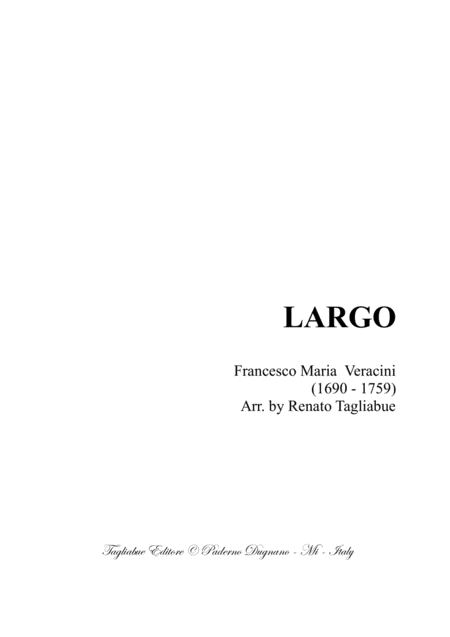 Largo Veracini Arr For String Quartet With Parts Sheet Music