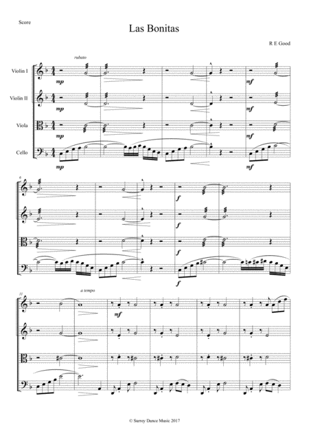 Free Sheet Music Las Bonitas