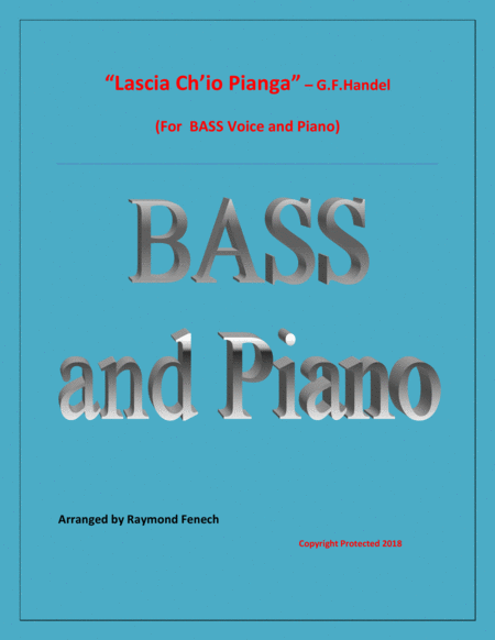 Lascia Ch Io Pianga From Opera Rinaldo G F Handel Bass Voice And Piano Sheet Music