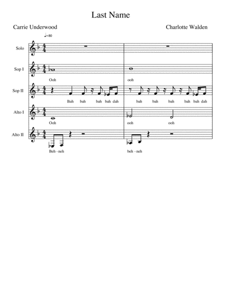 Free Sheet Music Last Name Carrie Underwood