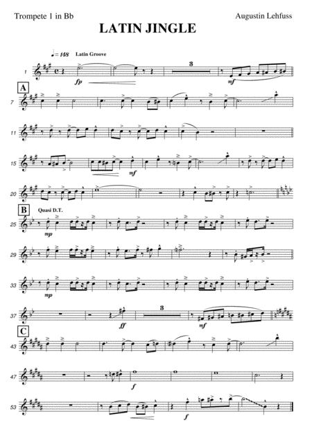 Latin Jinge Jingle Bells In A Latin Version For Brass Quintet Sheet Music
