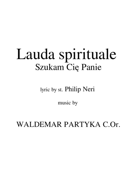 Lauda Spirituale Szukam Ci Panie Sheet Music