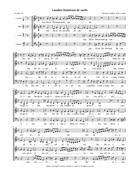 Laudate Dominum De Caelis Canali Sheet Music