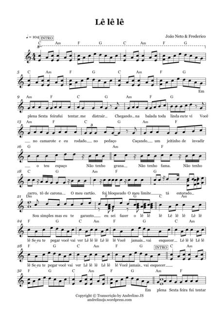 Le Le Le Joo Neto E Frederico Partitura E Cifra Sheet Music