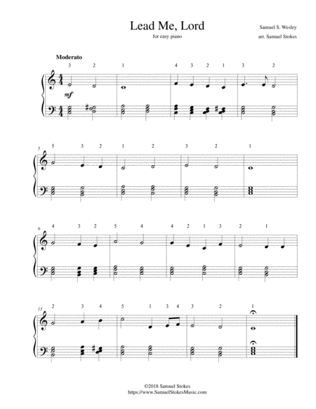 Free Sheet Music Lead Me Lord For Easy Piano