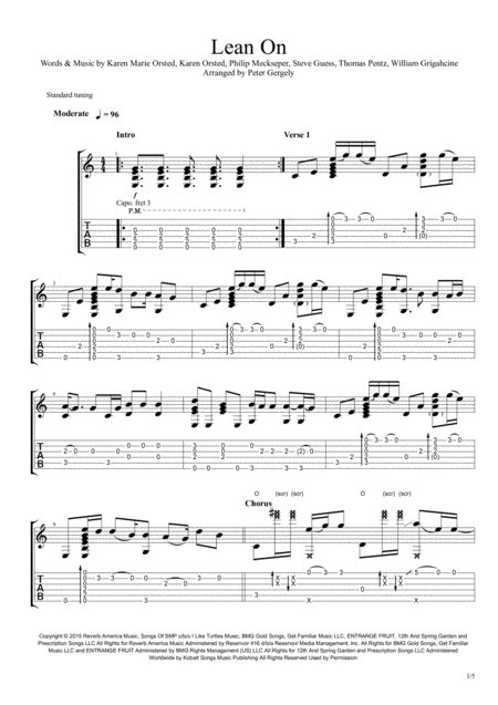 Lean On Fingerstyle Guitar Sheet Music