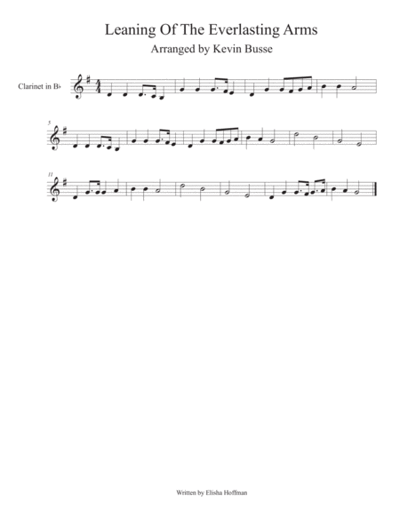 Leaning Of The Everlasting Arms Clarinet Sheet Music