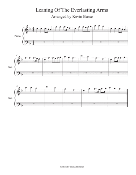 Leaning Of The Everlasting Arms Piano Sheet Music