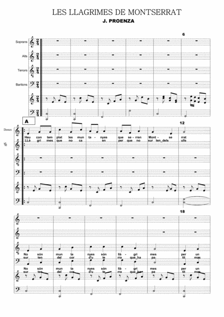 Les Llgrimes De Montserrat Cano Per Coral A 4 Veus Sheet Music