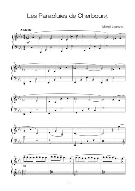 Free Sheet Music Les Parapluies De Cherbourg Chanson Easy Piano Solo