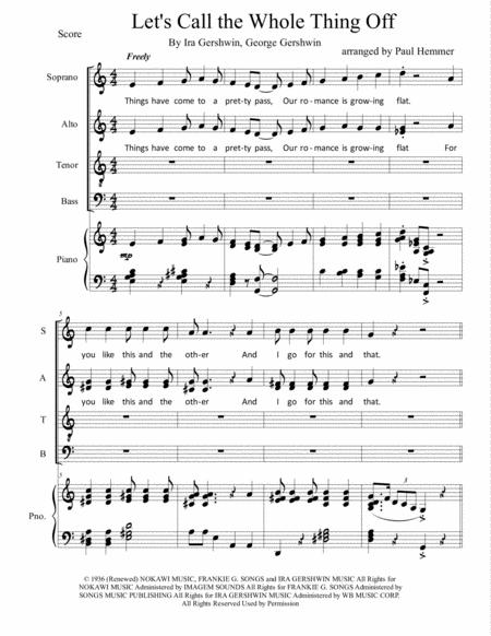 Let Call The Whole Thing Off Satb Piano Sheet Music