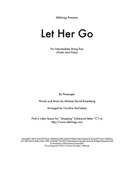 Free Sheet Music Let Her Go Violin And Viola Duet