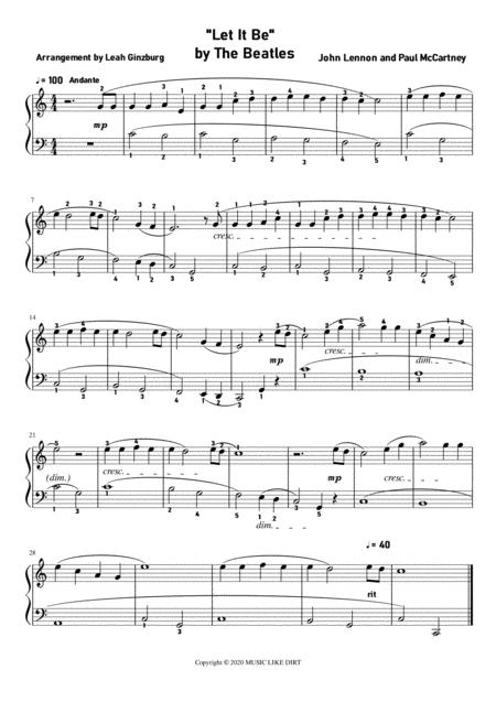 Free Sheet Music Let It Be By The Beatles Easy Piano Version For Beginners