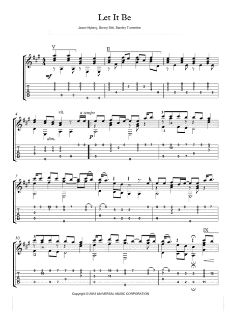 Free Sheet Music Let It Be Guitar Solo