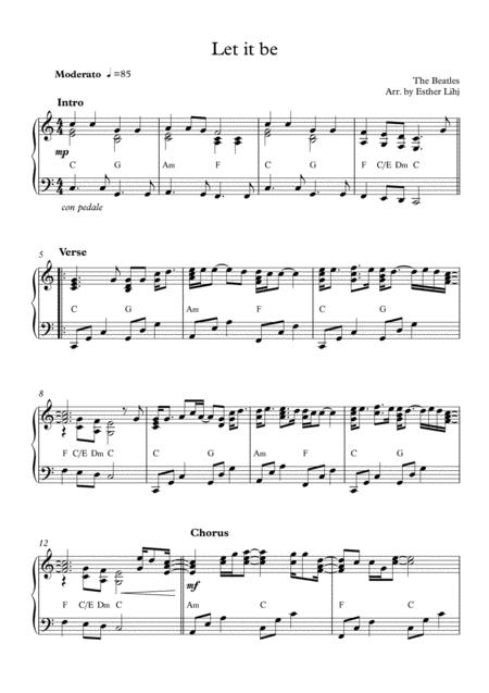 Let It Be With Piano Solo Section Sheet Music