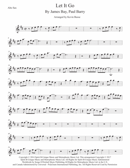 Let It Go Alto Sax Sheet Music