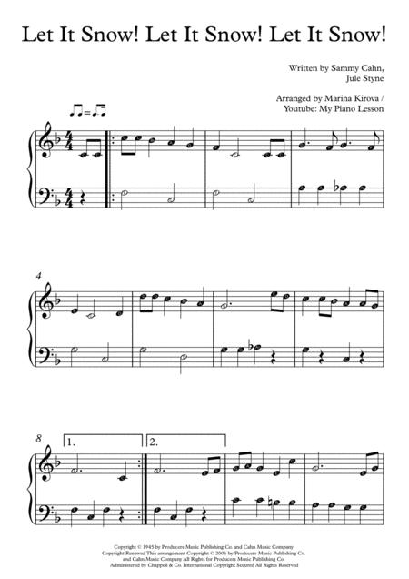 Let It Snow Let It Snow Let It Snow Easy Piano Solo With Note Names In Easy To Read Format Sheet Music