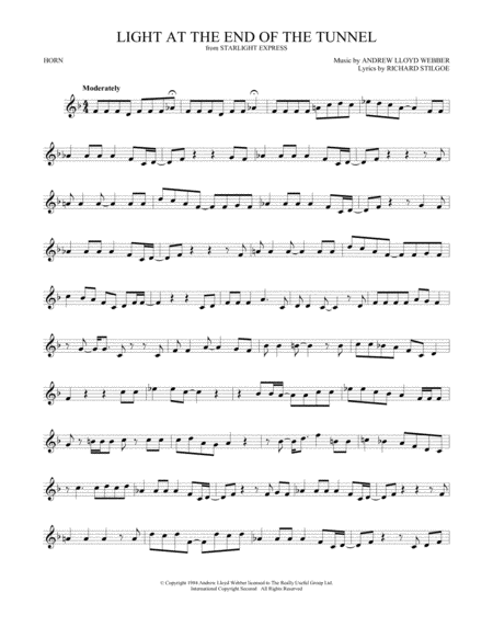 Light At The End Of The Tunnel From Starlight Express Sheet Music