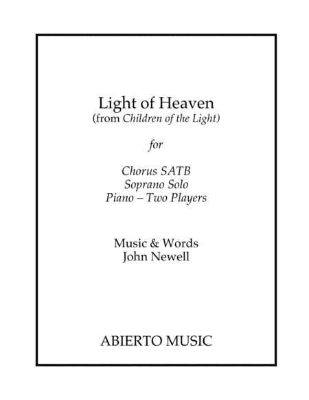 Free Sheet Music Light Of Heaven