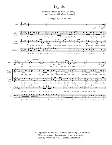 Lights Sab A Cappella Sheet Music