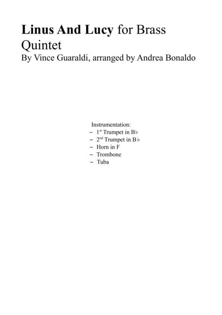 Linus And Lucy For Brass Quintet Sheet Music