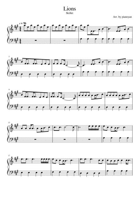 Free Sheet Music Lions Skillet Easy Piano Solo