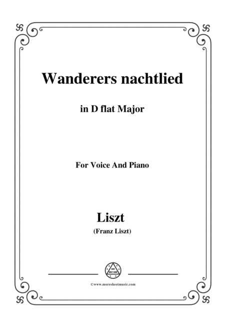 Liszt Wanderers Nachtlied In D Flat Major For Voice And Piano Sheet Music