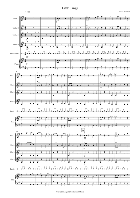 Little Tango For Beginning Violin Quartet Sheet Music